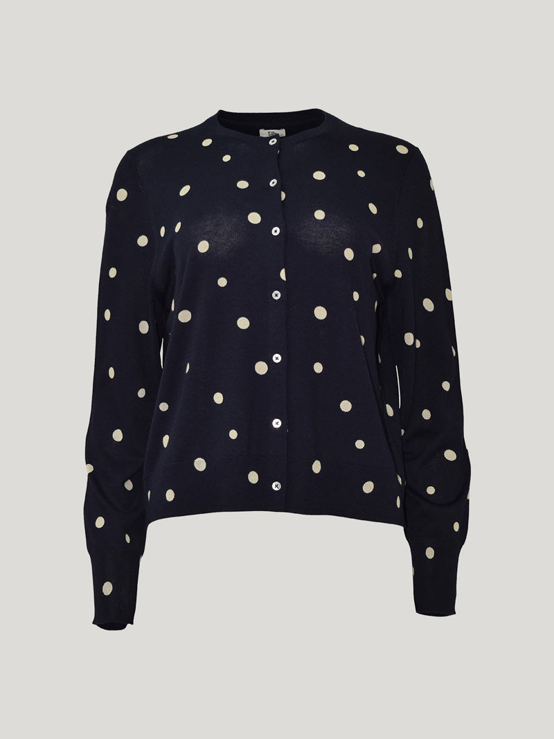 KAIA SPOT CARDIGAN (French Navy/Chalk)