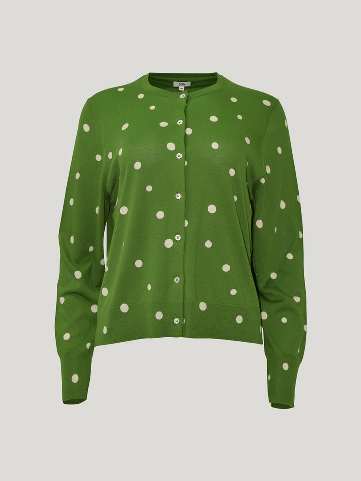 KAIA SPOT CARDIGAN (Palm Green/Chalk)
