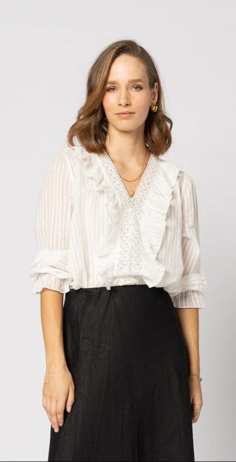 Amelia Blouse (Natural Stripe)