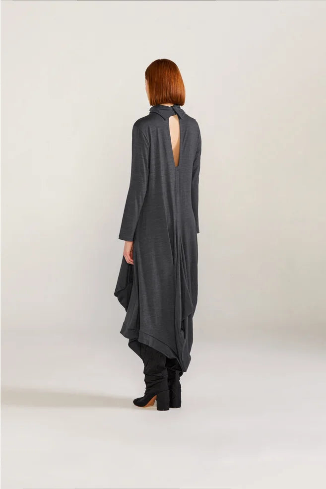 Merino Sleeved Conceal Dress (Iron)