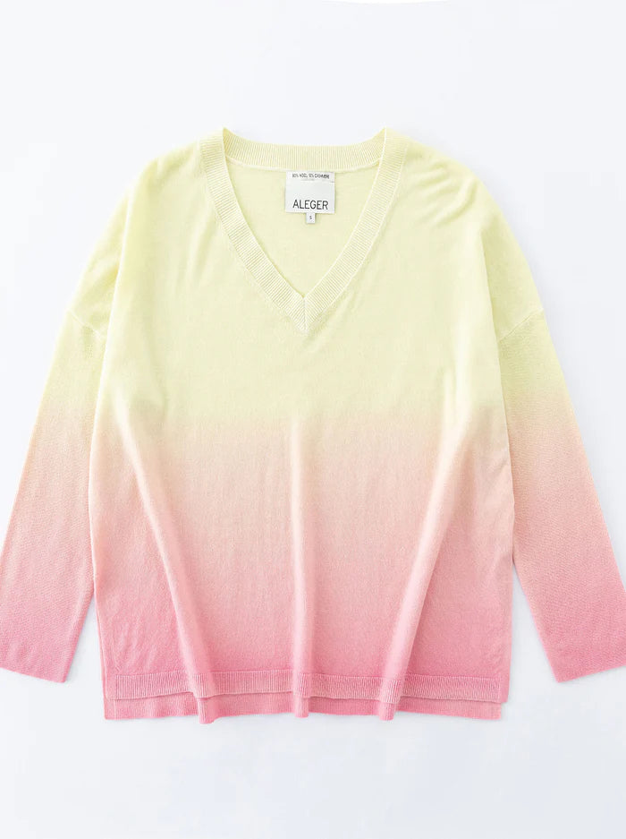 N.69 LOW V NECK Sweater(PINK SUNSET)