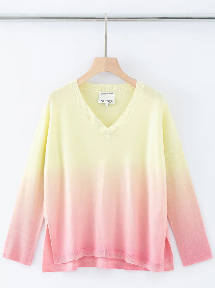 N.69 LOW V NECK Sweater(PINK SUNSET)