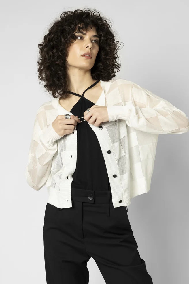 Reversed Square Catch Cardi (Ivory)