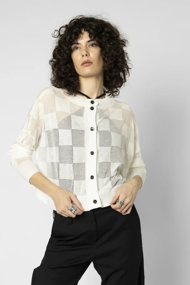 Reversed Square Catch Cardi (Ivory)