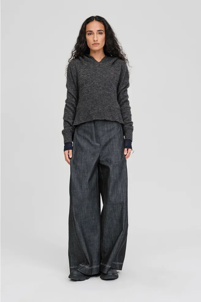 Contrast Perspective Hoodie (Charcoal/Black)
