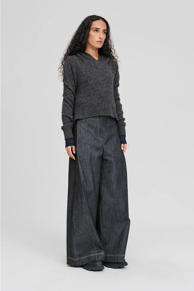 Contrast Perspective Hoodie (Charcoal/Black)