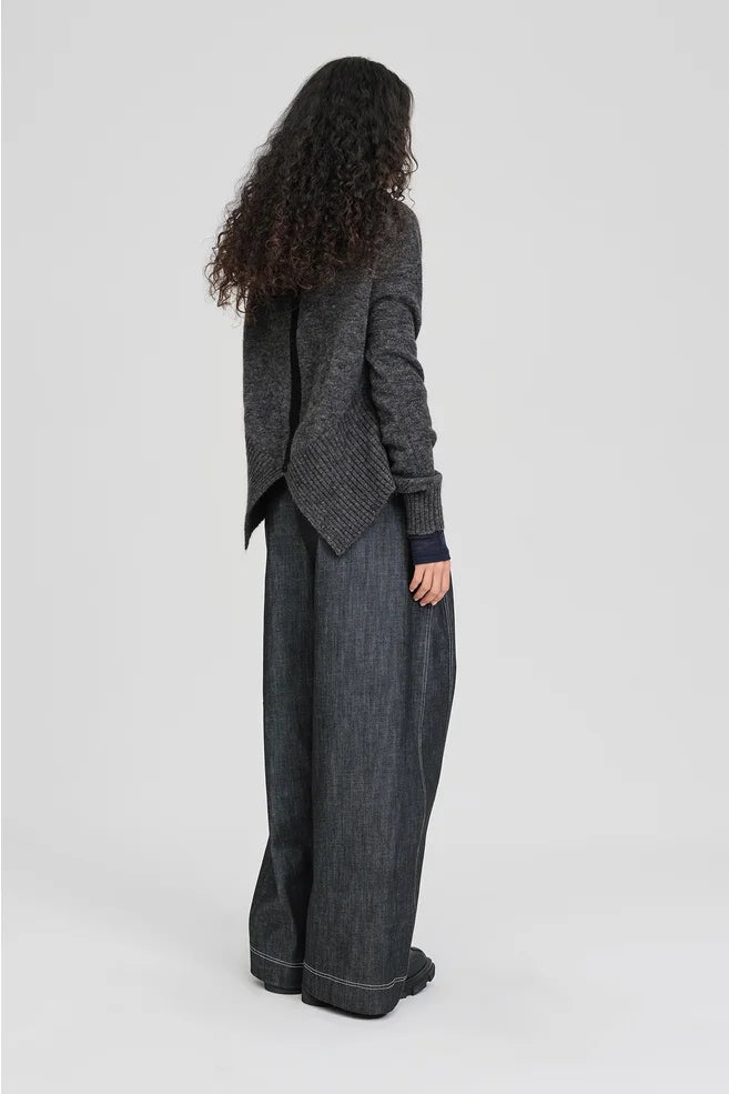 Contrast Perspective Hoodie (Charcoal/Black)