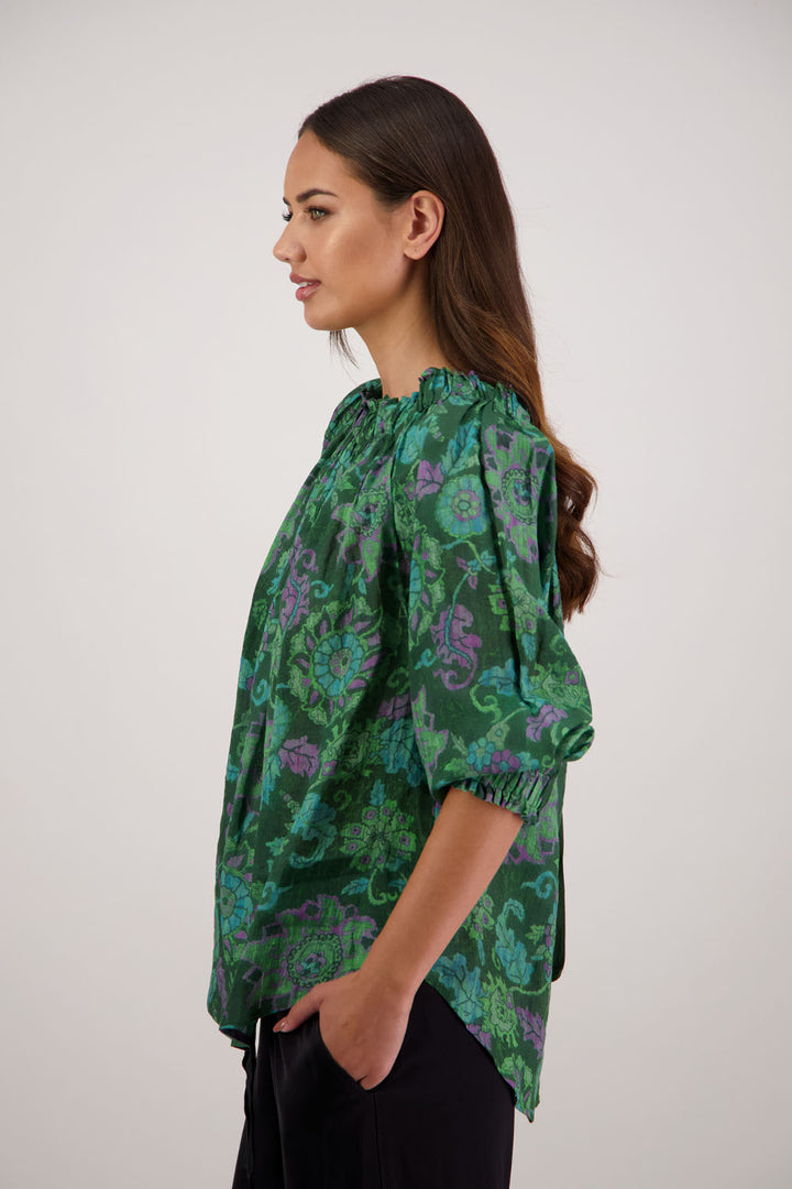 Annabella Top (Green Floral)