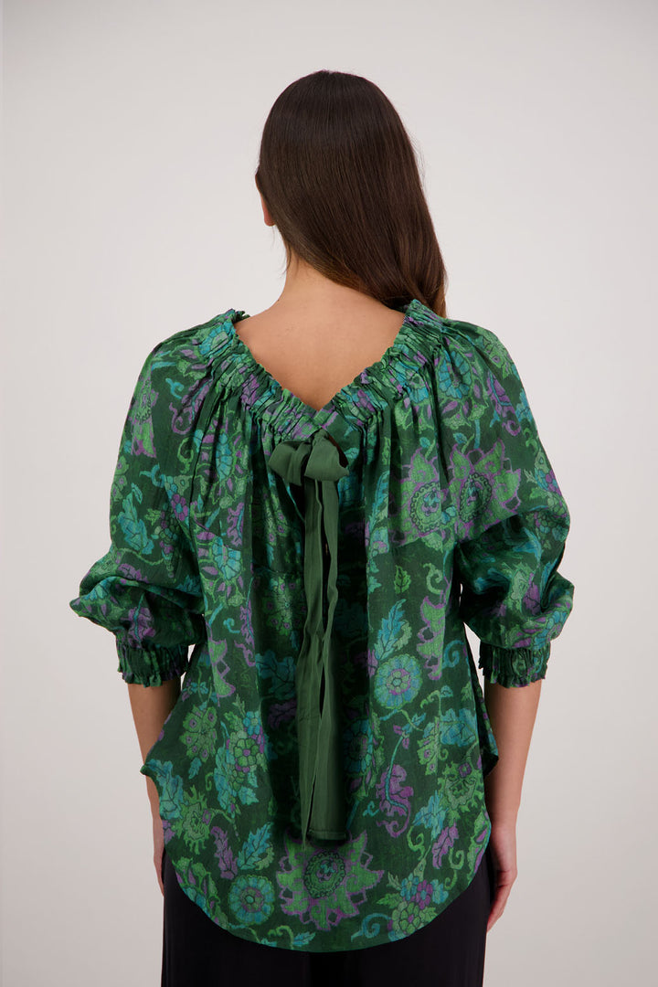 Annabella Top (Green Floral)