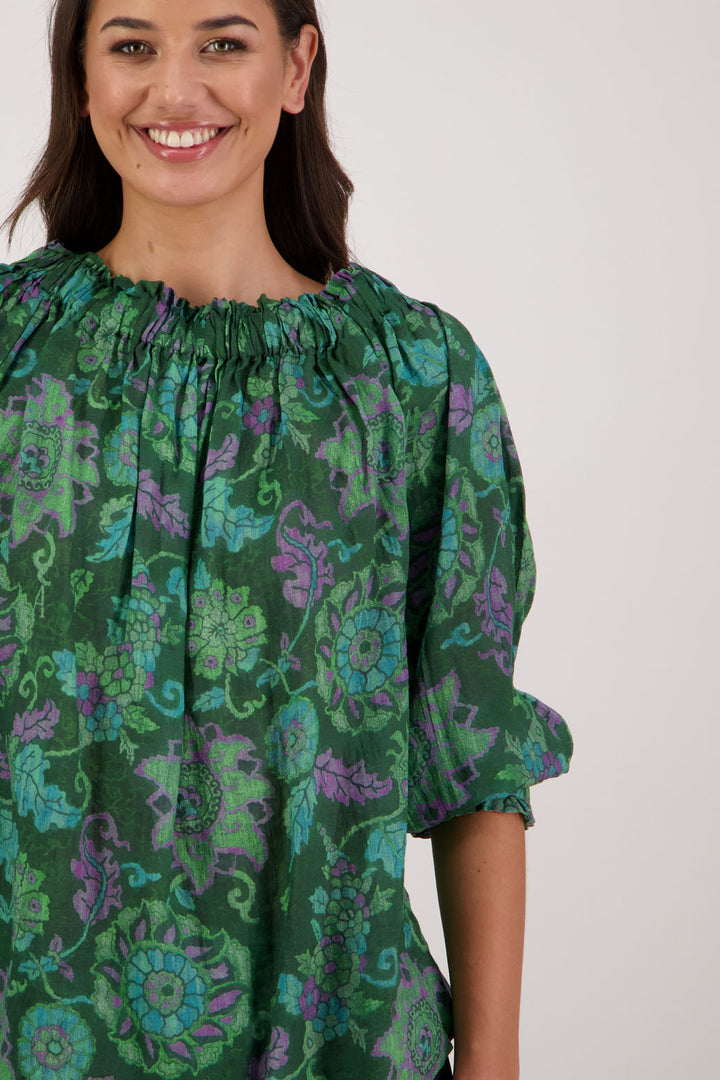 Annabella Top (Green Floral)