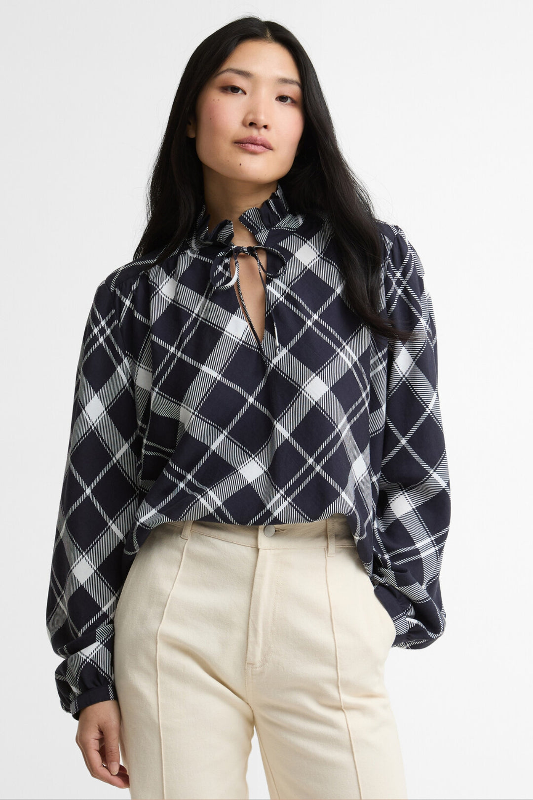 Baiton  Top (Dark Navy / White Check)
