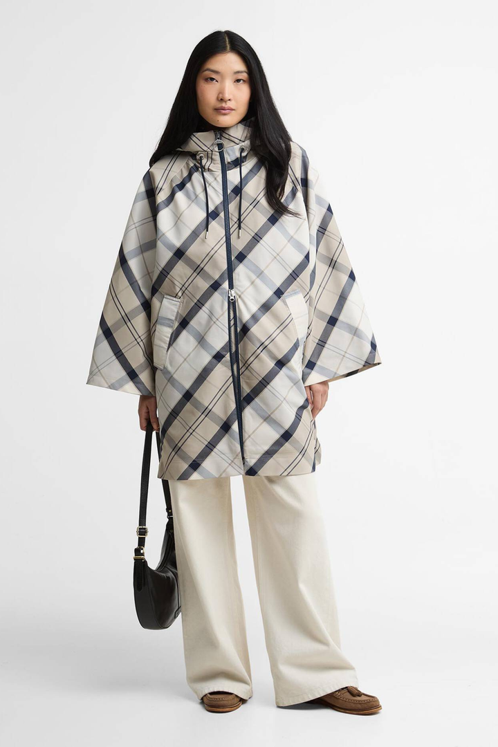 Kinsale Tartan Showerproof Cape (Mist/Dress Navy Tartan)