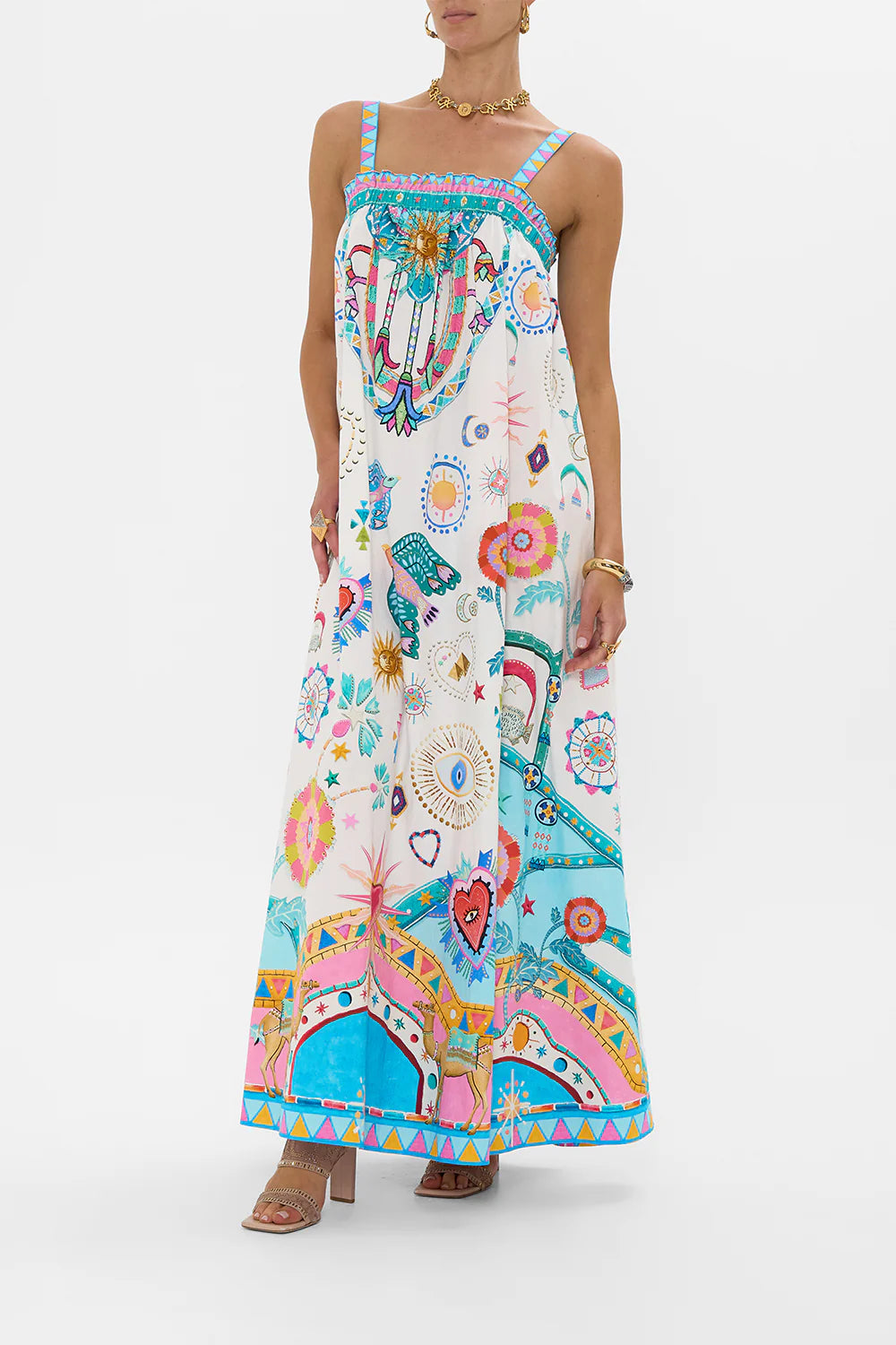 WIDE	STRAP SUNDRESS (LIVING IN COLOUR)
