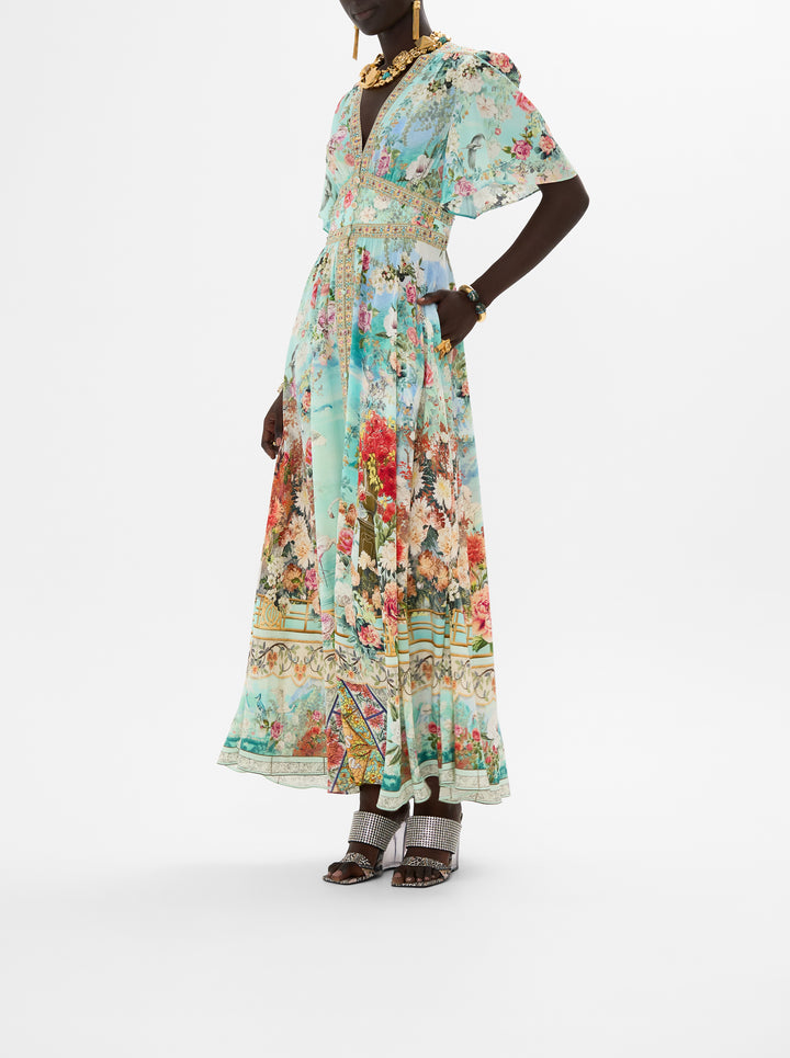 Shaped Waistband Dress With Flutter Sleeves (Jewellery Museum)