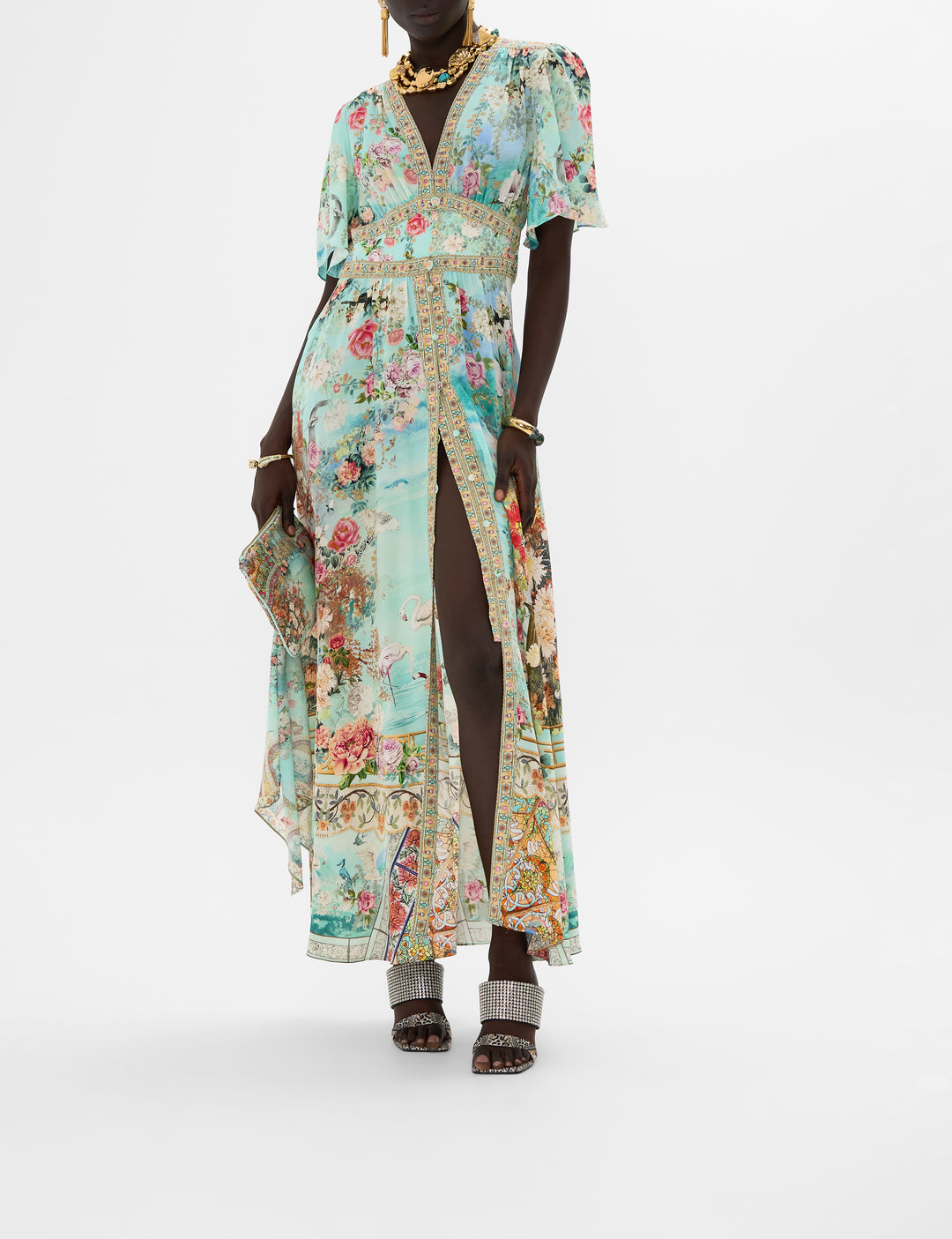 Shaped Waistband Dress With Flutter Sleeves (Jewellery Museum)