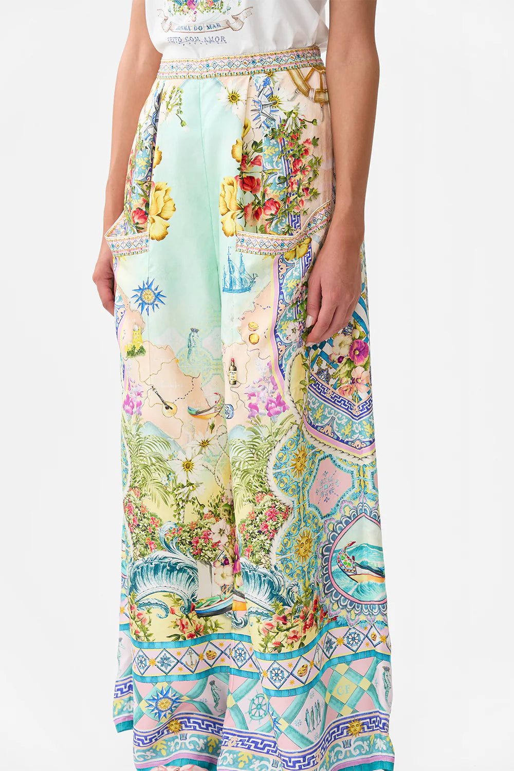 Wide Leg Trousers with Front Pockets (Just Coasting)