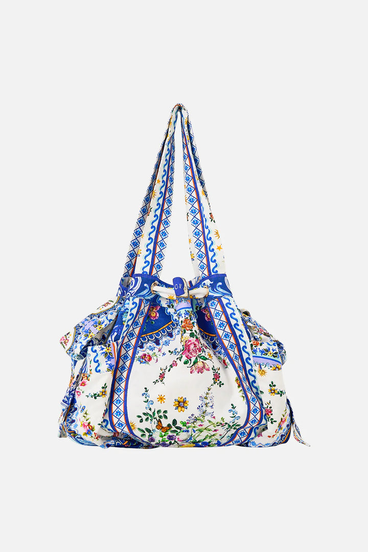 Drawstring Bow Beach Bag (Tiles Darls)