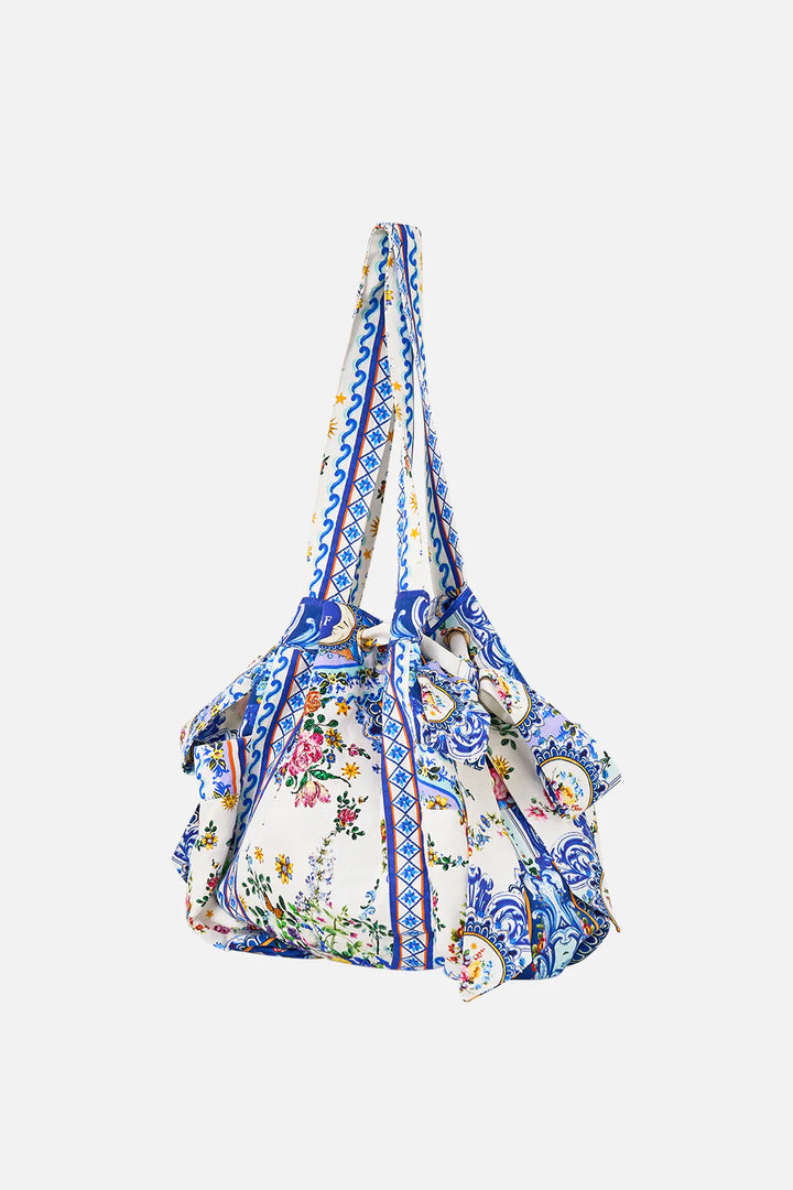 Drawstring Bow Beach Bag (Tiles Darls)