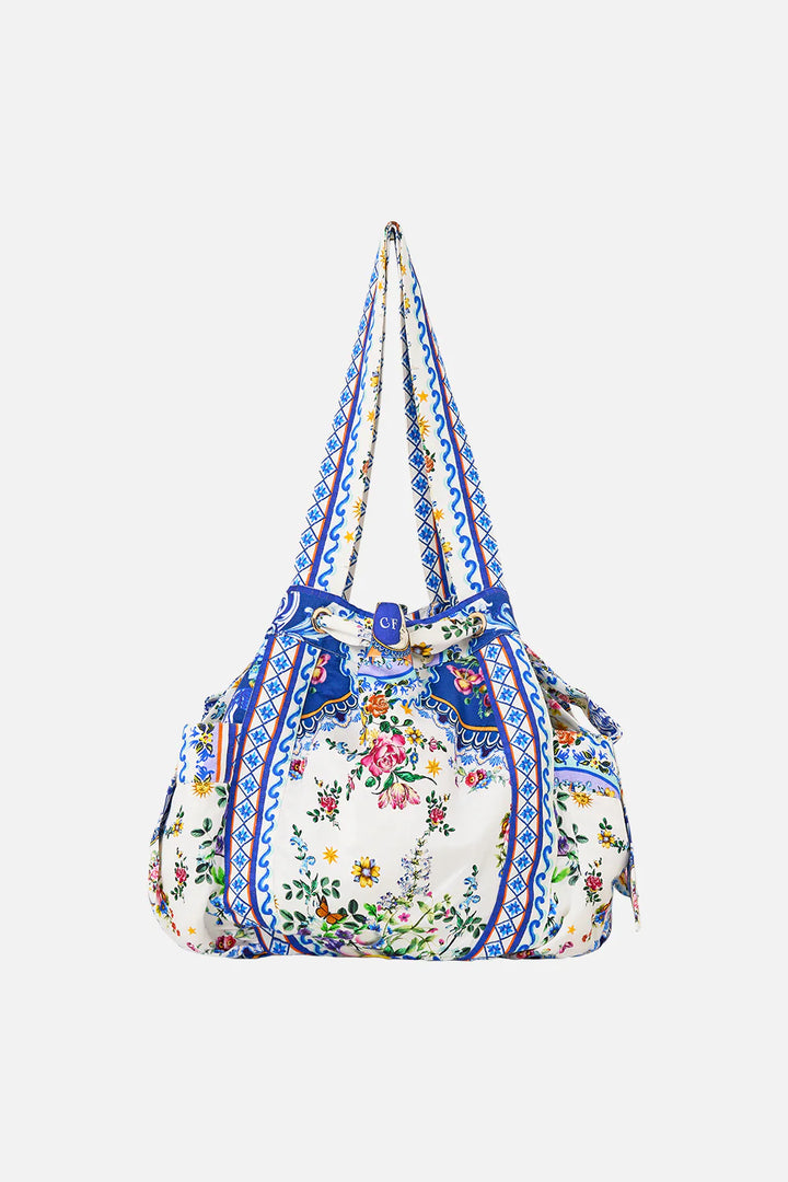 Drawstring Bow Beach Bag (Tiles Darls)