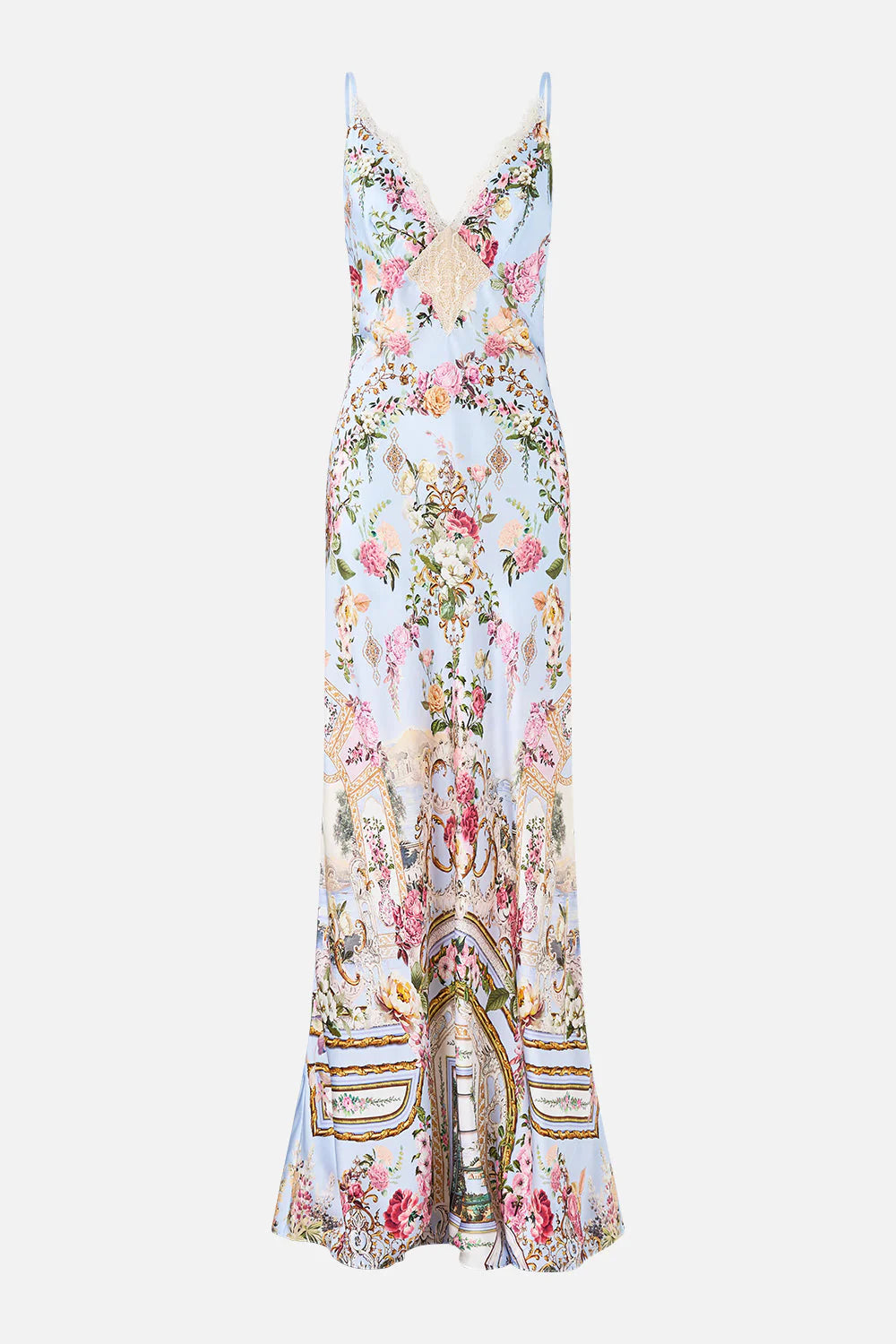 V SPLICED LACE SLIP DRESS (TILED IN TIME)