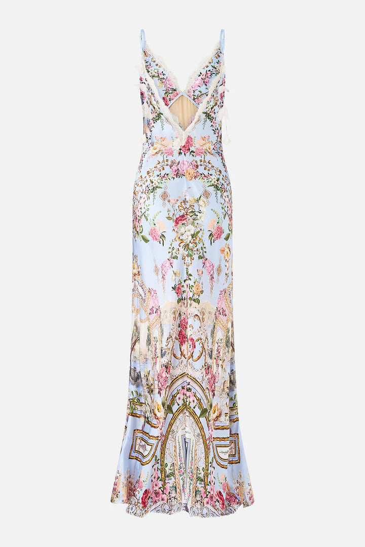 V SPLICED LACE SLIP DRESS (TILED IN TIME)