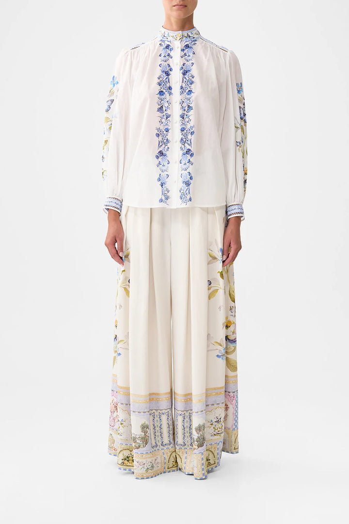 HIGH NECK BUTTON THROUGH BLOUSE (BOTANICAL BALLADS)