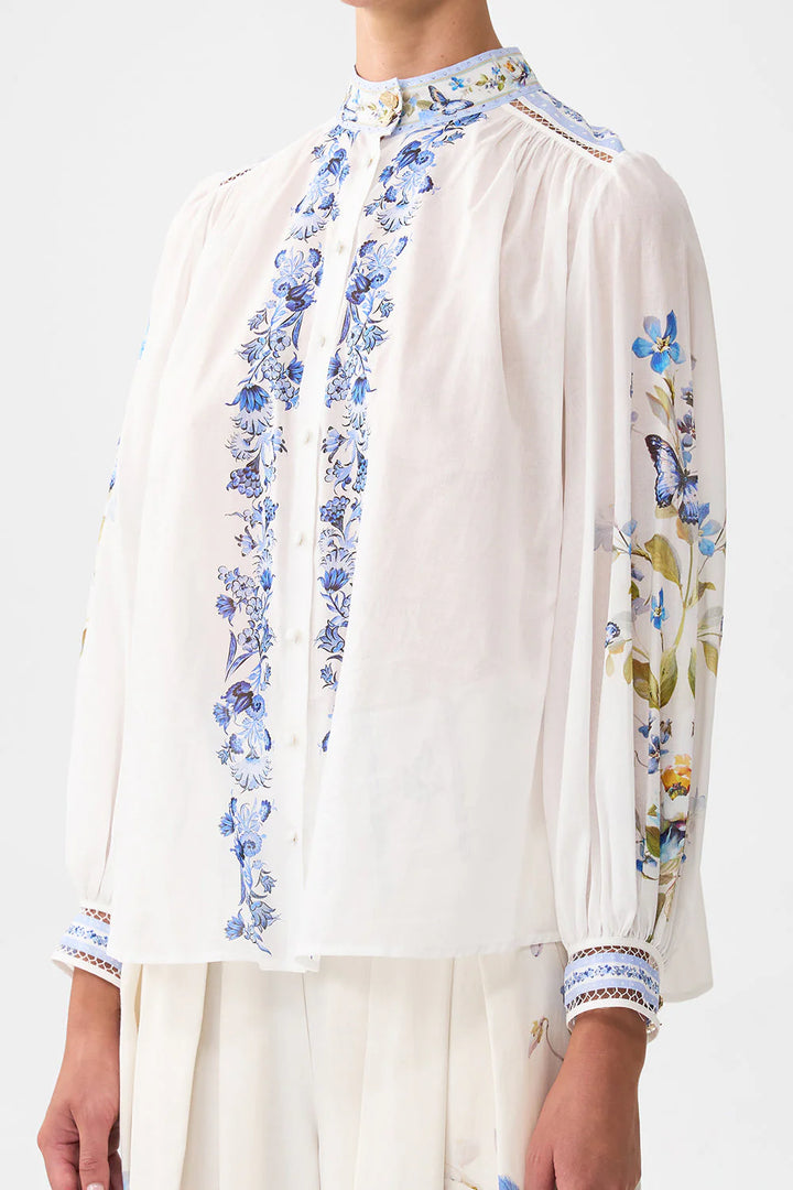 HIGH NECK BUTTON THROUGH BLOUSE (BOTANICAL BALLADS)