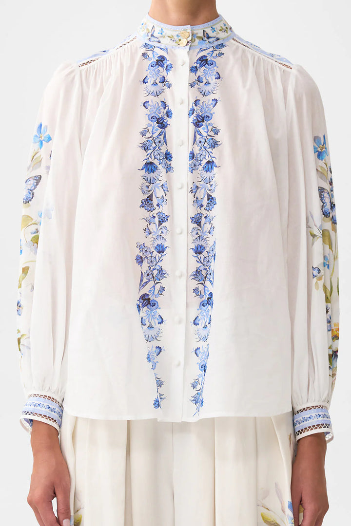 HIGH NECK BUTTON THROUGH BLOUSE (BOTANICAL BALLADS)