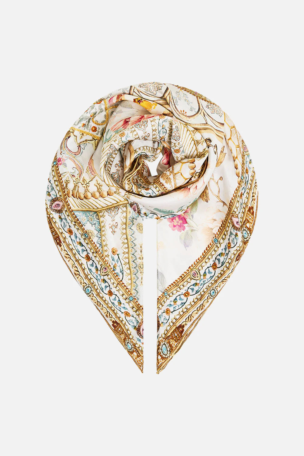 LARGE CRYSTALLED SILK SQUARE SCARF (OTTOMAN DYNASTY)