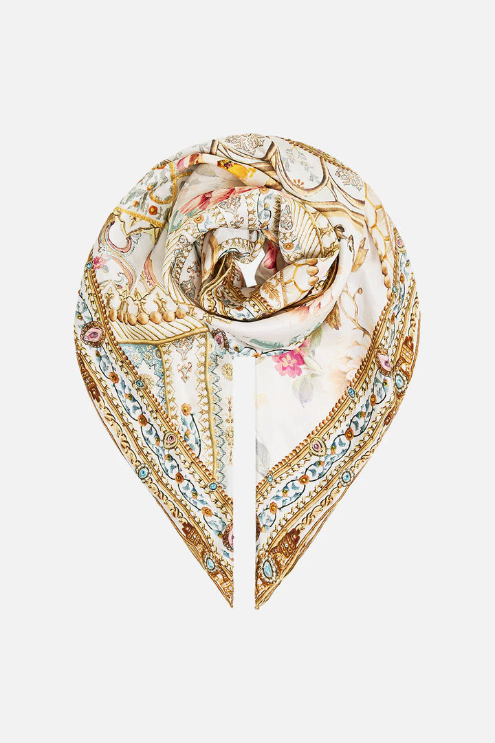 LARGE CRYSTALLED SILK SQUARE SCARF (OTTOMAN DYNASTY)