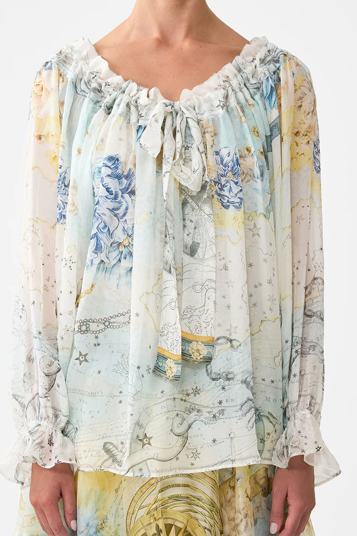 Round neck gathered blouse (My Lucky Stars)