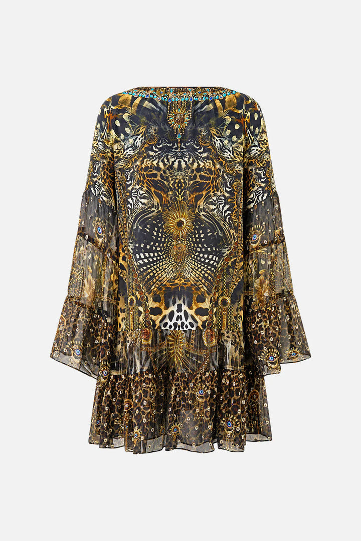 A-Line gathered panel Dress (Feline Folklore)