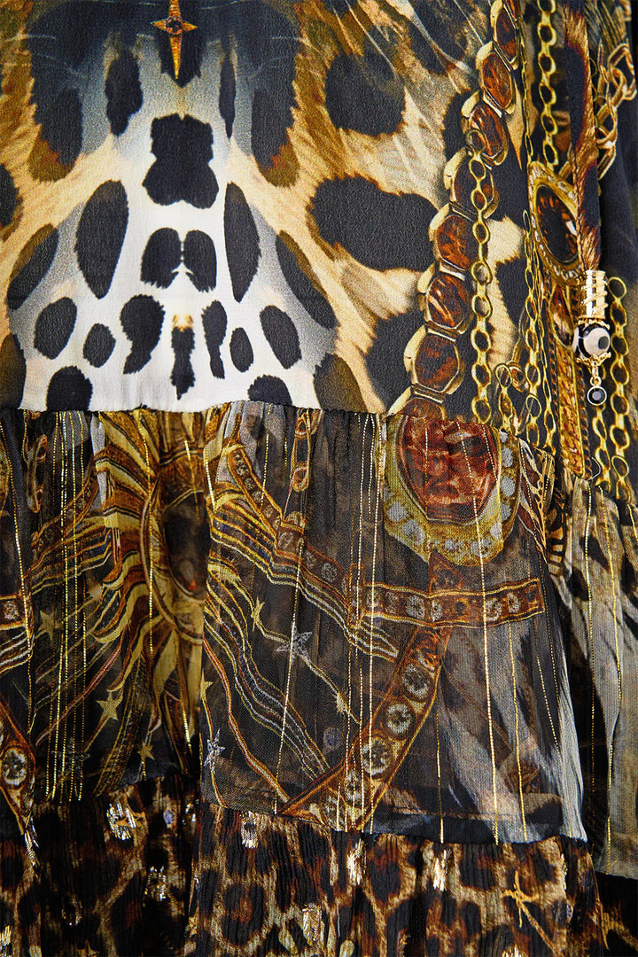 A-Line gathered panel Dress (Feline Folklore)