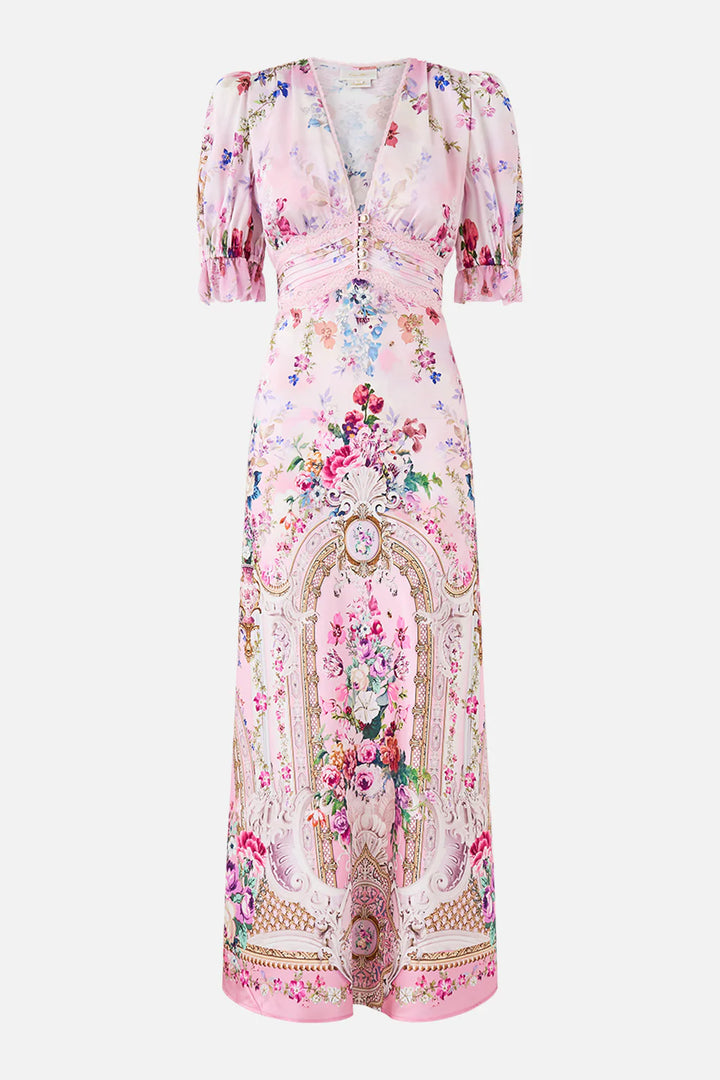 bias cut midi dress with lace insert (Palatial pastels)