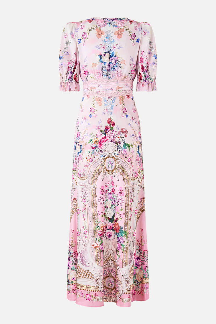 bias cut midi dress with lace insert (Palatial pastels)