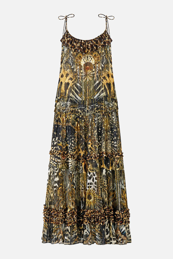 Gathered Tiered Dress with Frill Detail (Feline Folklore)