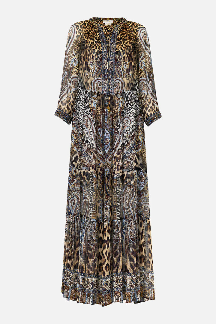LONG GATHERED PANEL DRESS (ISTANBUL ANIMALIA)