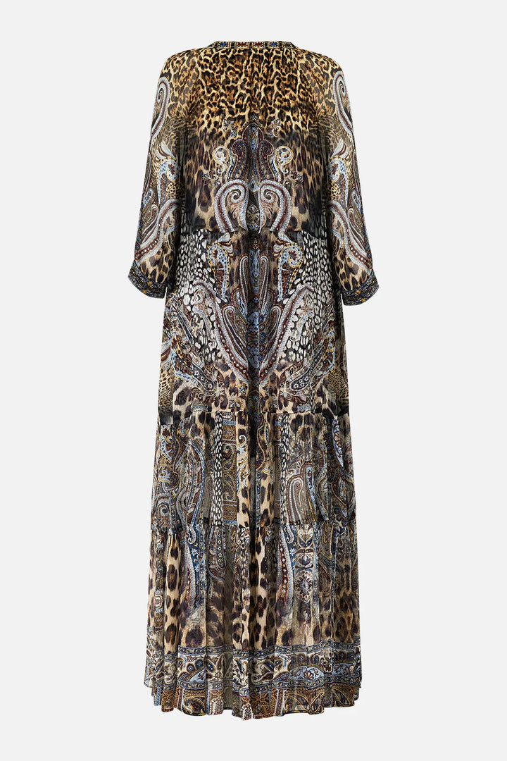 LONG GATHERED PANEL DRESS (ISTANBUL ANIMALIA)