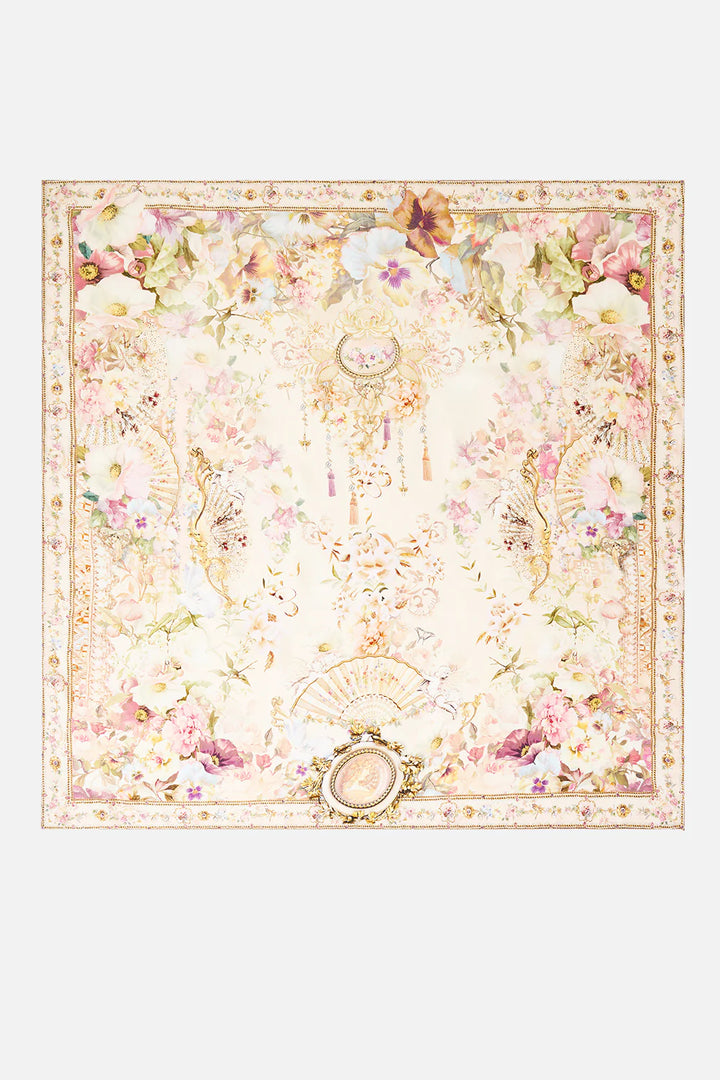 LARGE CRYSTALLED SILK SQUARE SCARF(Adorned in Aranjuez)