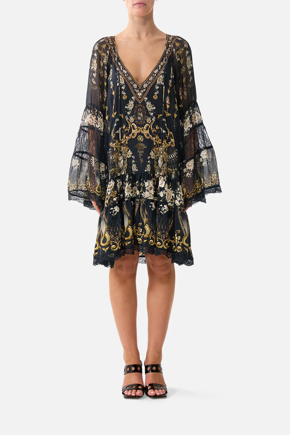 A-line gathered panel dress (Flamenco Folklore)