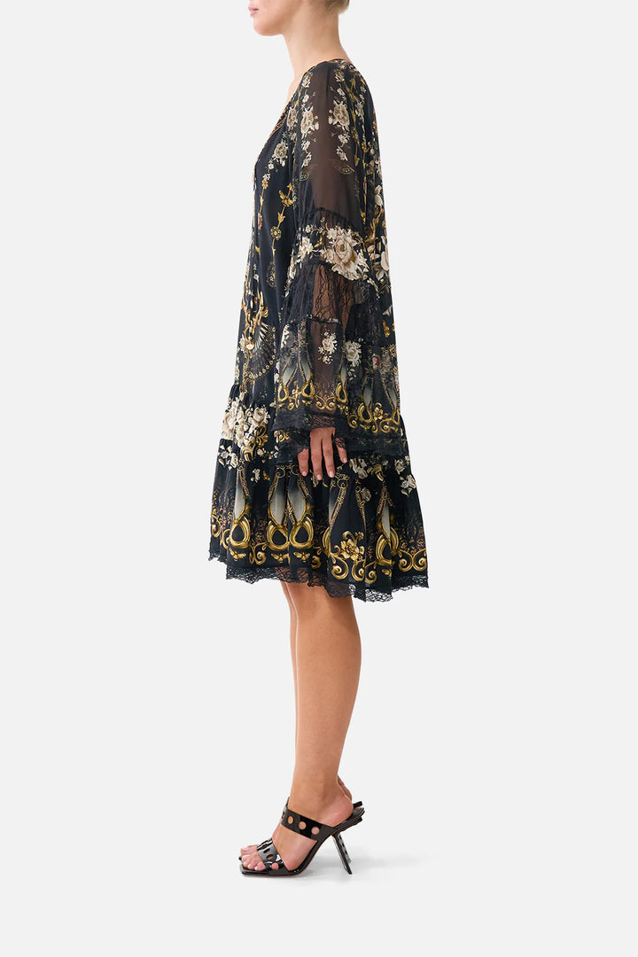 A-line gathered panel dress (Flamenco Folklore)