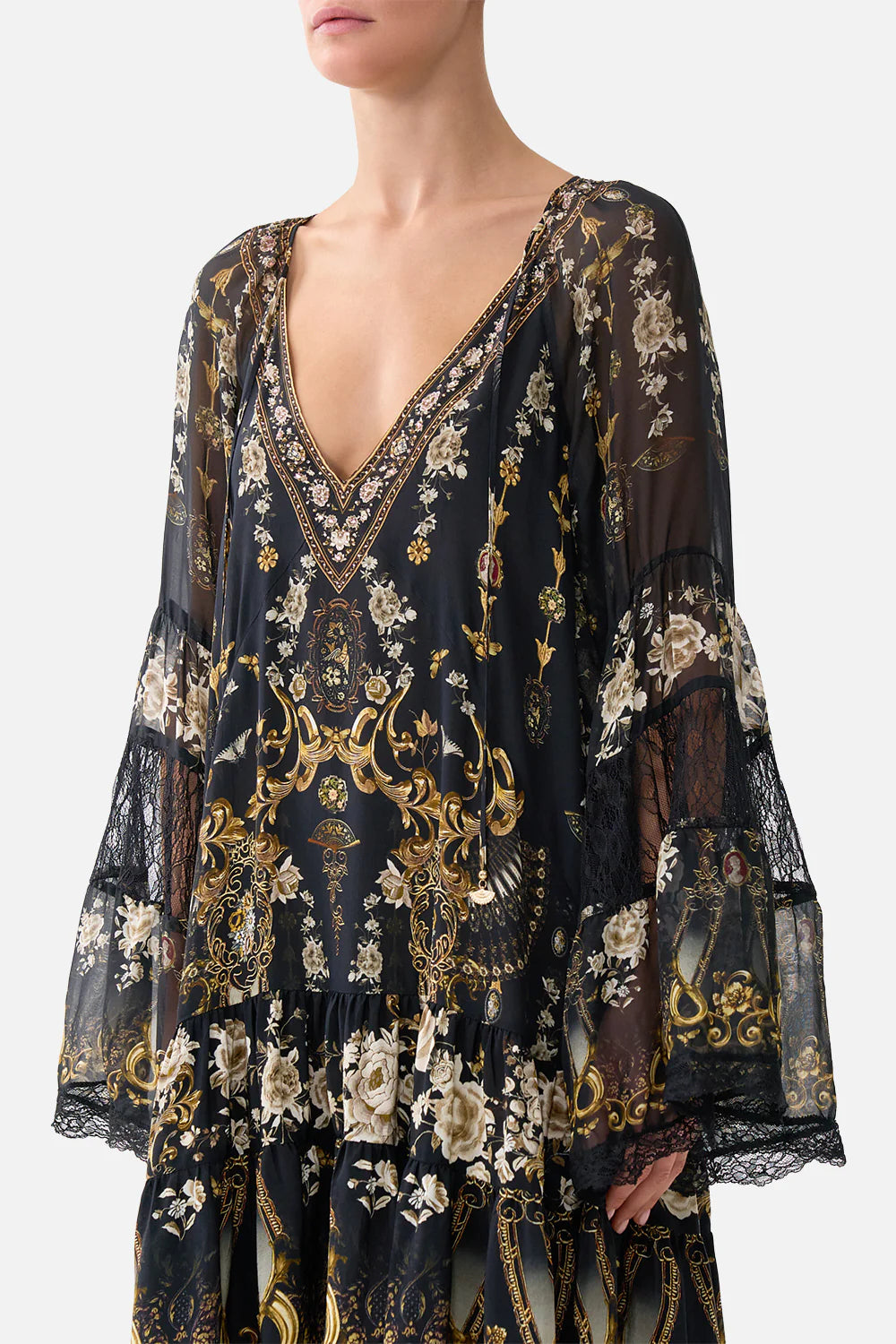 A-line gathered panel dress (Flamenco Folklore)