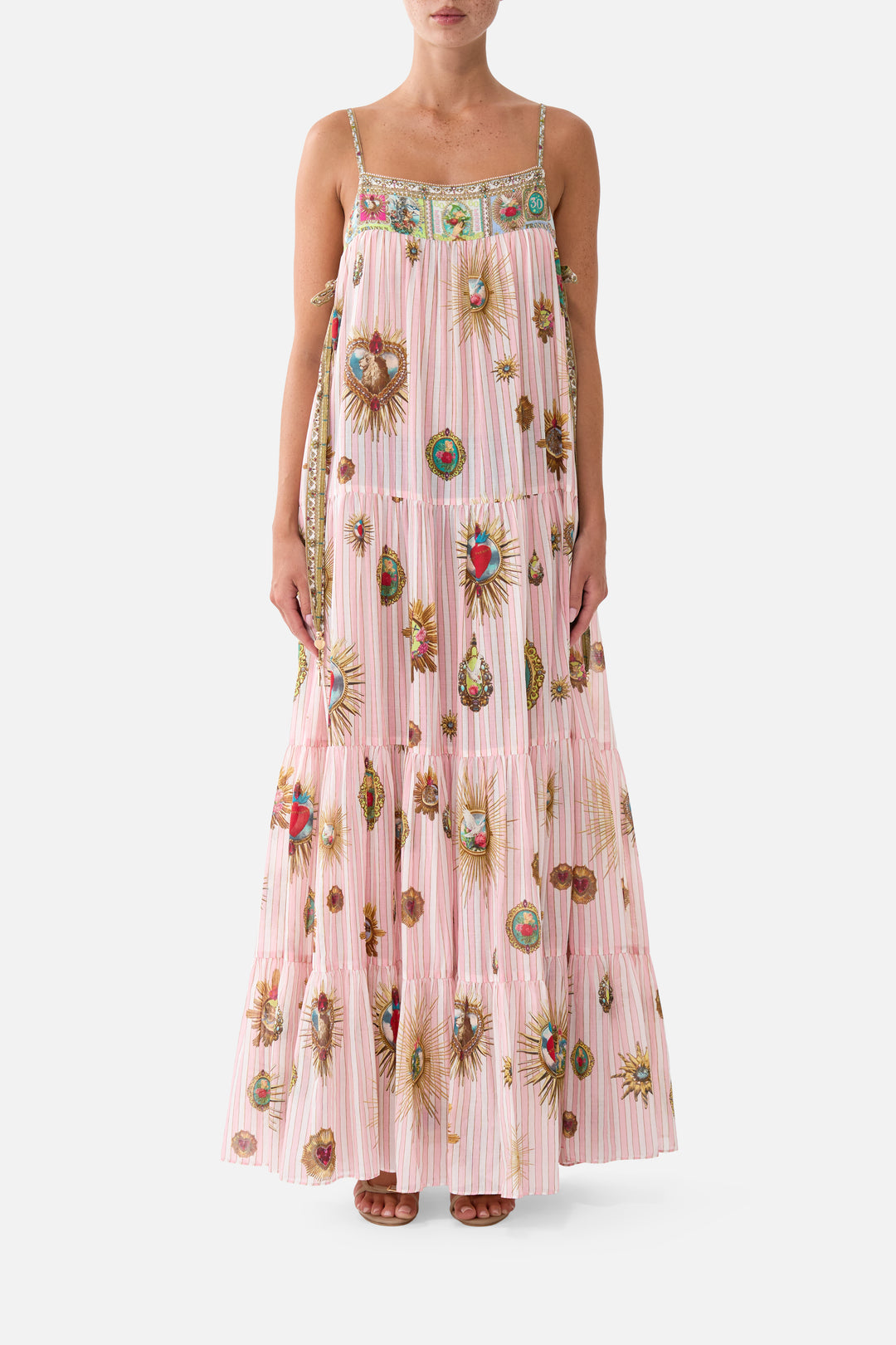 LONG TIERED DRESS WITH BOW TIES (Painted Prayers)
