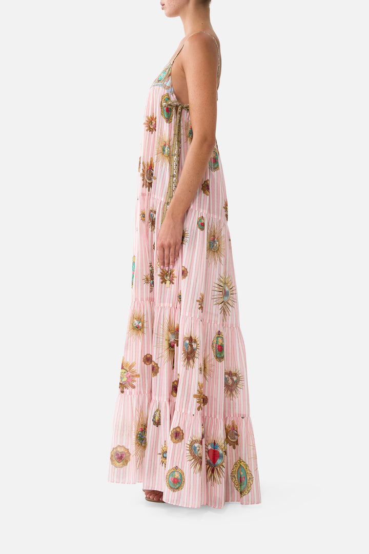 LONG TIERED DRESS WITH BOW TIES (Painted Prayers)