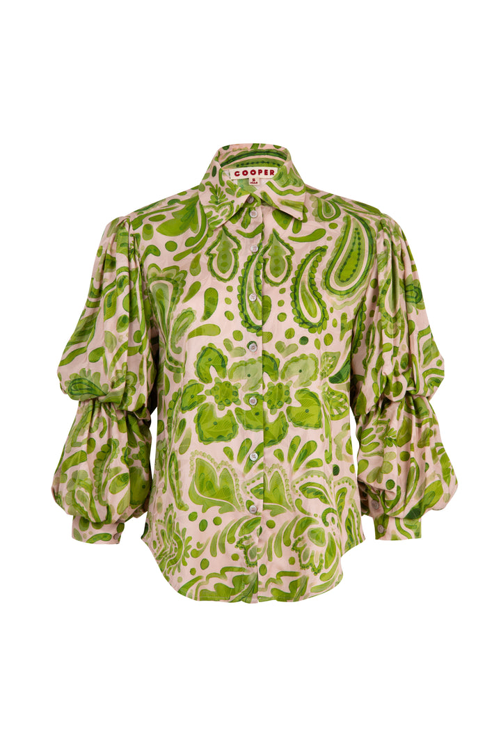 Pleat and greet top (Blush / Green Floral)