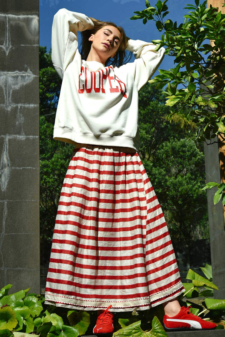 FORWARD MOTION Skirt (Red / Natural Stripe)