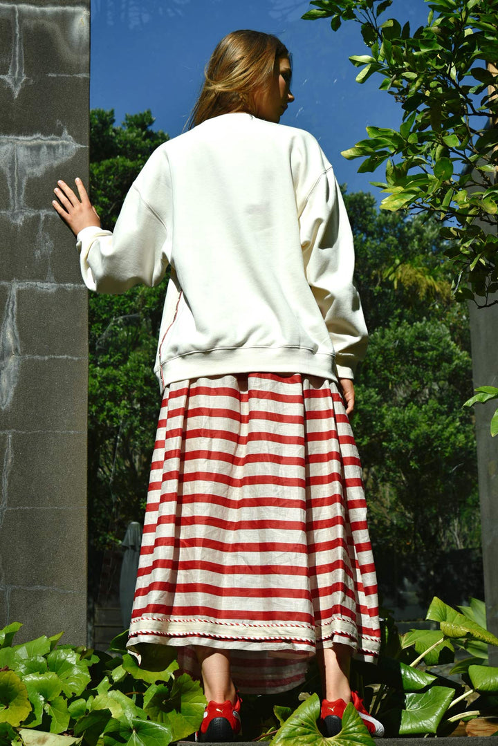 FORWARD MOTION Skirt (Red / Natural Stripe)