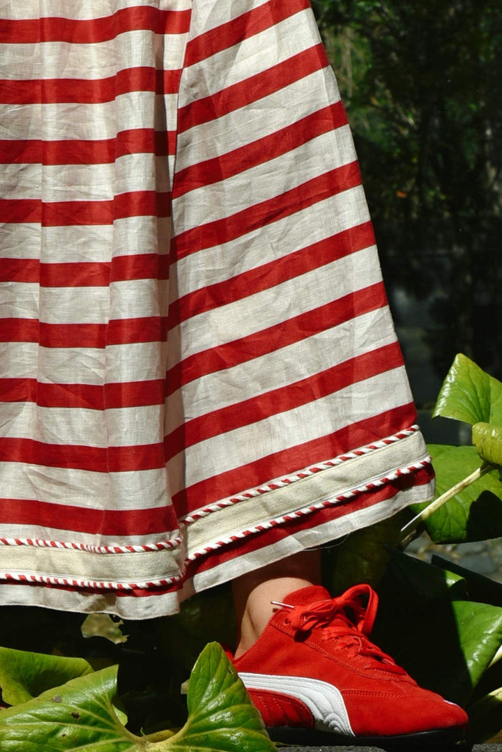 FORWARD MOTION Skirt (Red / Natural Stripe)