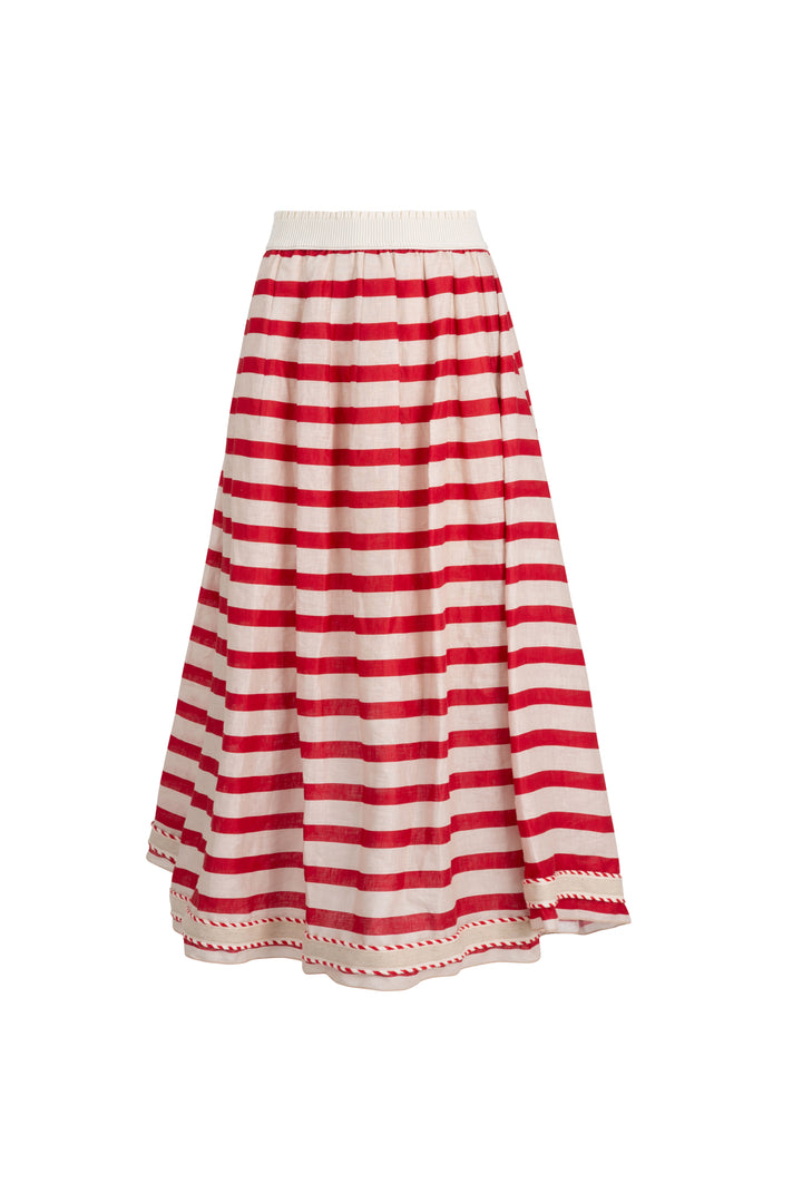 FORWARD MOTION Skirt (Red / Natural Stripe)