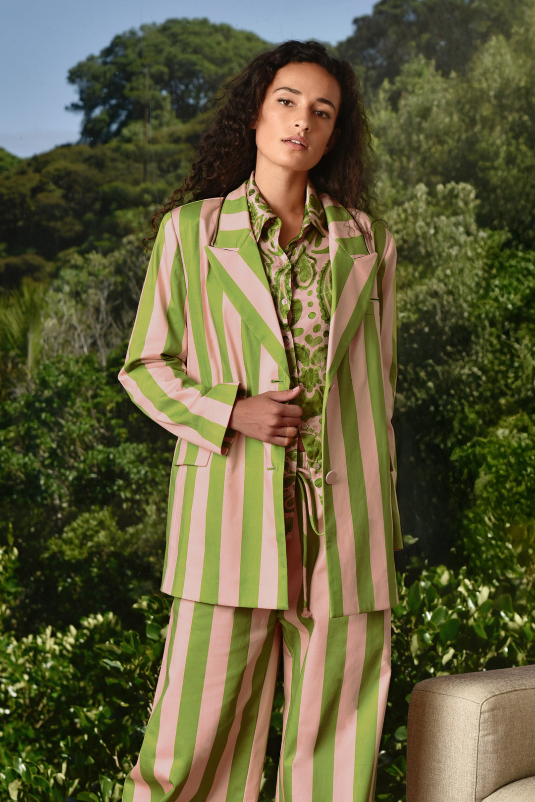 Blazer of Glory (Blush/Green Stripe)